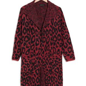 NWT Joseph A. Red Leopard Sweater, duster, Medium